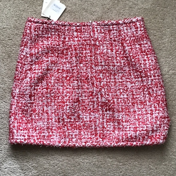 Sandro Red and White Tweed A-Line Skirt - Picture 4 of 5